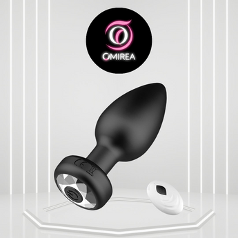 Black butt plug with Omirea logo on a white background