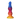 Fantasy-style silicone dildo with rainbow gradient design in blue, red, and yellow, displayed on plain background.