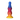 Fantasy-style silicone dildo with rainbow gradient design in blue, red, and yellow, displayed on plain background.