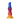 Fantasy-style silicone dildo with rainbow gradient design in blue, red, and yellow, displayed on plain background.